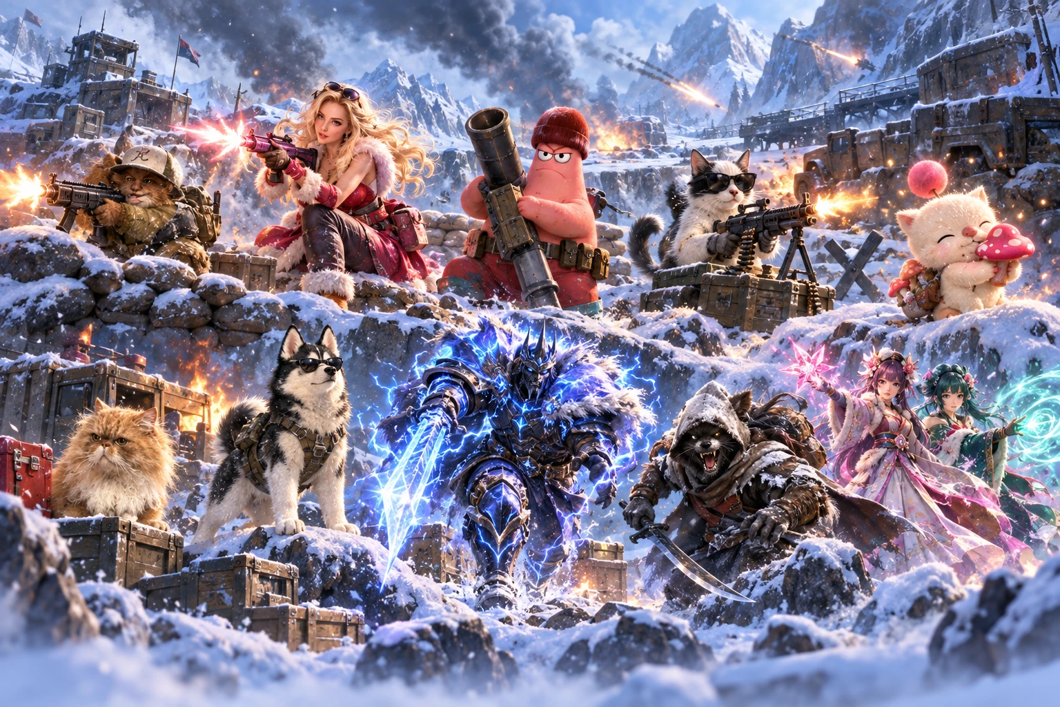 Ten players holding a mountain pass